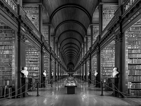 Biblioteca di Dublino, sala con scaffali di libri